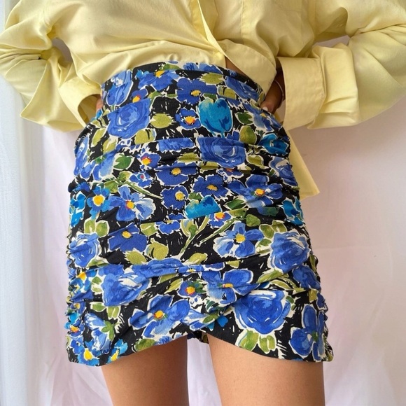 ZARA Floral Blue and green floral mini skirt XL - Picture 2 of 8